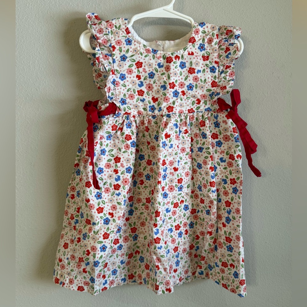 Cecil & Lou Floral Kids Dress with Red Bows